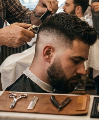 Taglio uomo sfumato moderno eseguito presso NOART Bari